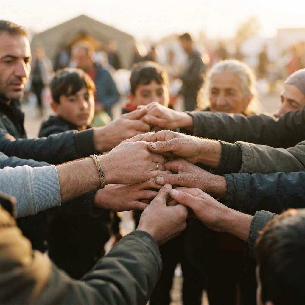 Des mains diverses unies dans un geste de solidarité